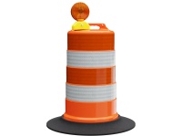 TRAFFIC BARREL W/RUBBER BASE