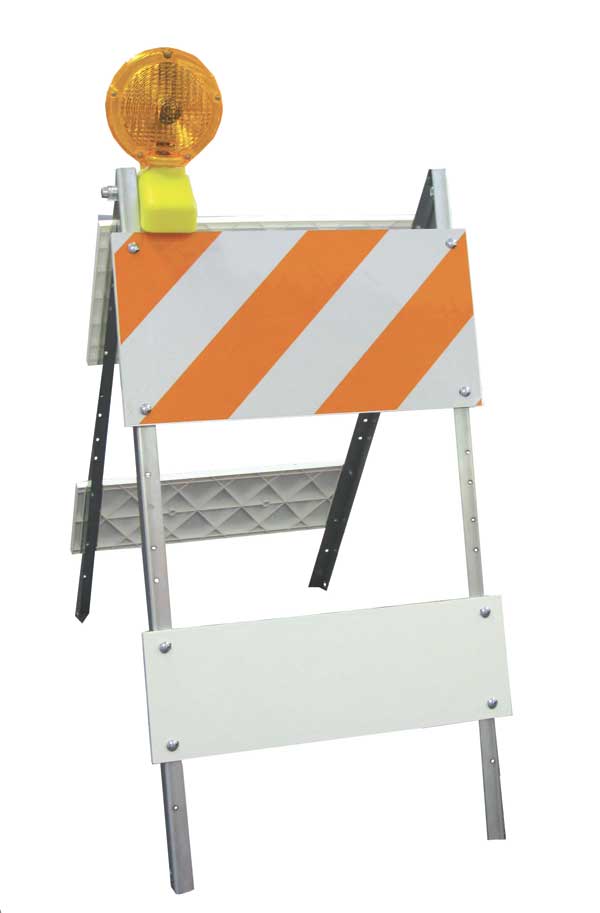 TRAFFIC BARRICADE W/ FLASHING LIGHT