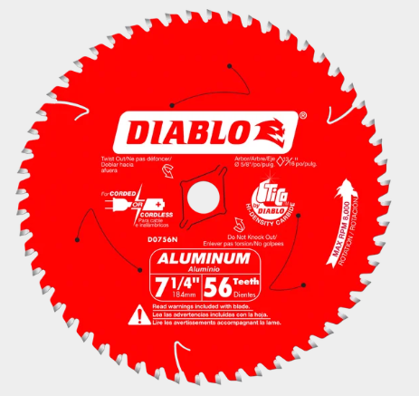 7-1/4 in. x 56 Tooth Thick Aluminum Cutting Saw Blade
