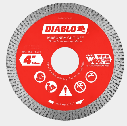 4 in. Diamond Continuous Rim Cut-Off Discs for Masonry