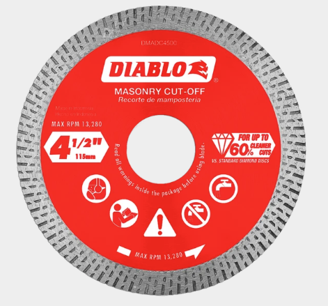 4-1/2 in. Diamond Continuous Rim Cut-Off Discs for Masonry