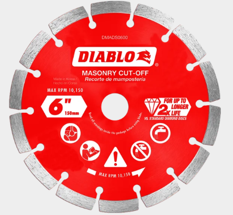6 in. Diamond Segmented Cut-Off Discs for Masonry