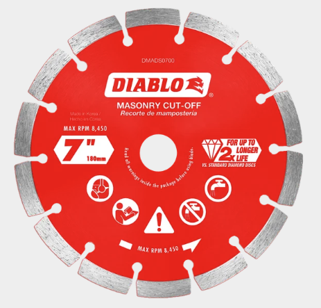 7 in. Diamond Segmented Cut-Off Discs for Masonry