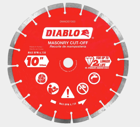 10 in. Diamond Segmented Cut-Off Discs for Masonry