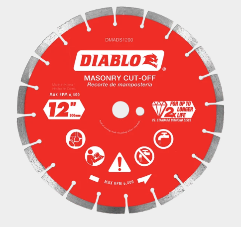 12 in. Diamond Segmented Cut-Off Discs for Masonry