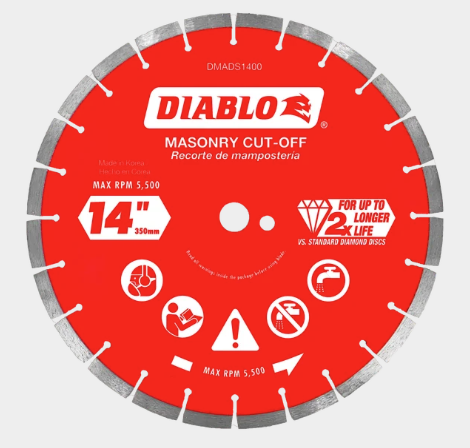 14 in. Diamond Segmented Cut-Off Discs for Masonry