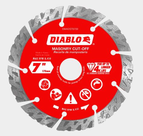 7 in. Diamond Segmented Cut-Off Discs for Masonry
